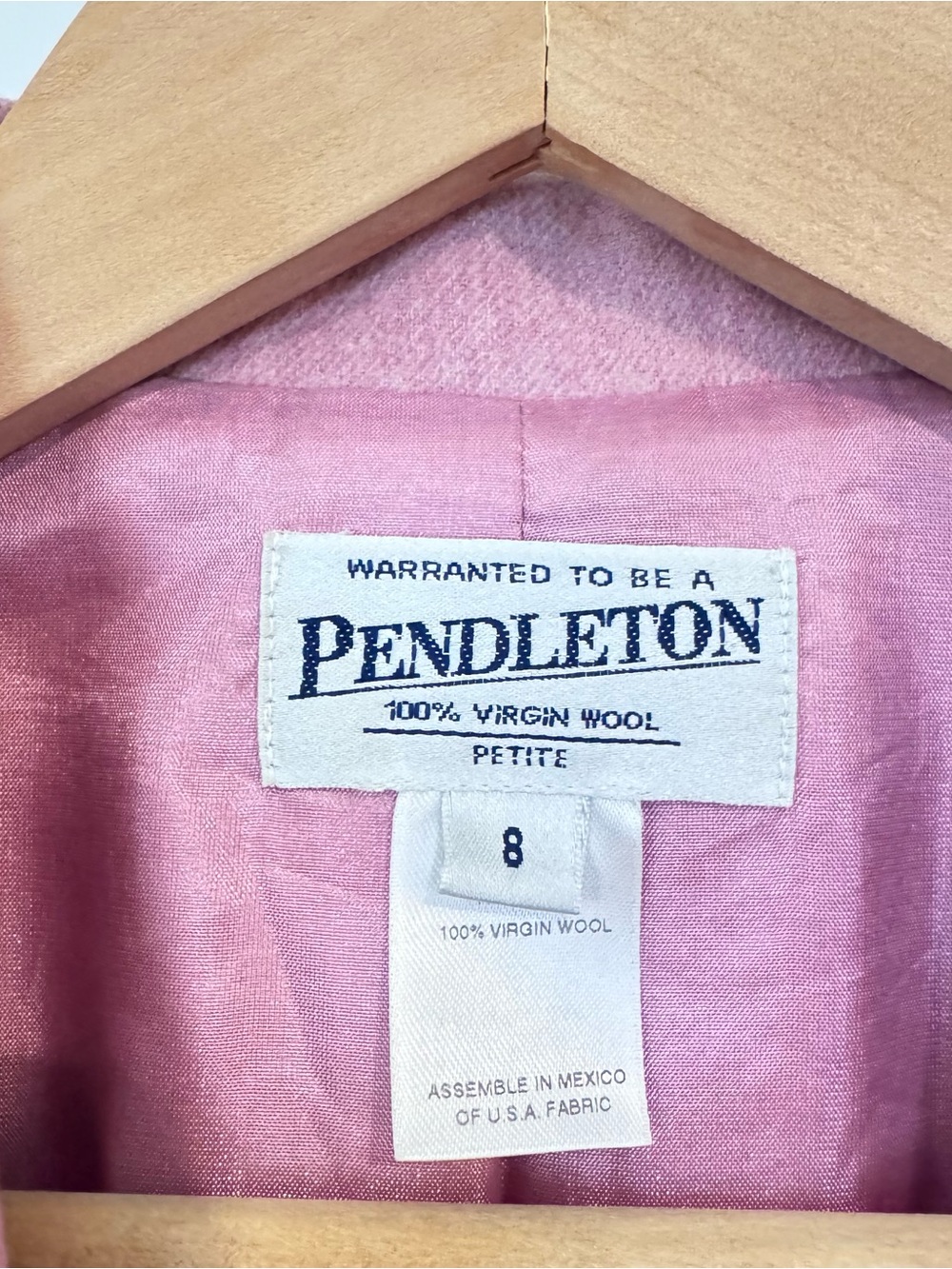 Vintage Pendleton Womens Sz 8 Blazer Pink 100% Virgin Wool Jacket 2 Button Coat - Picture 2 of 7